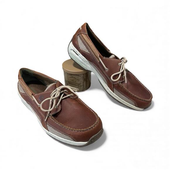 Dunham Captains Boat Shoes Brown Leather Moc-Toe Loafers Men’s Size 12-EEEE - Picture 1 of 15